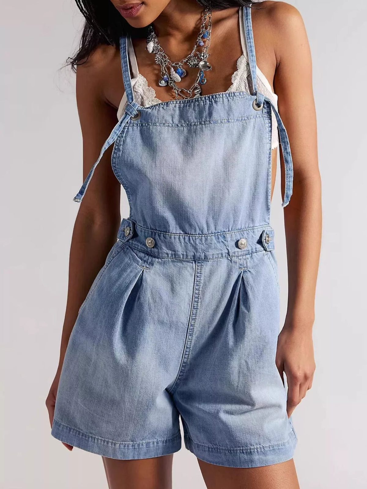 Backless Denim Short Overalls - Lilixa.store