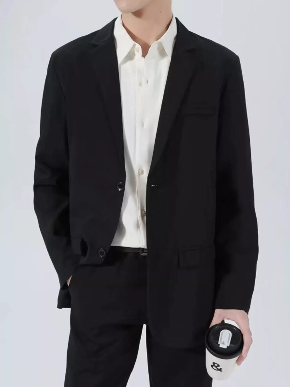 Men's Plus Size Classic Fit Two-Button Blazer - Lilixa.store