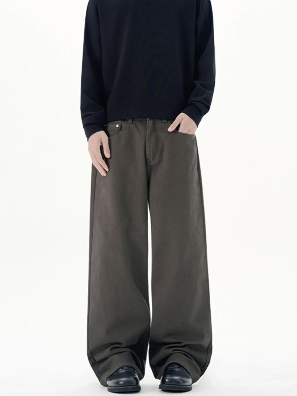 Men's Full Size Wide-Leg Pants Plus Size in Grey