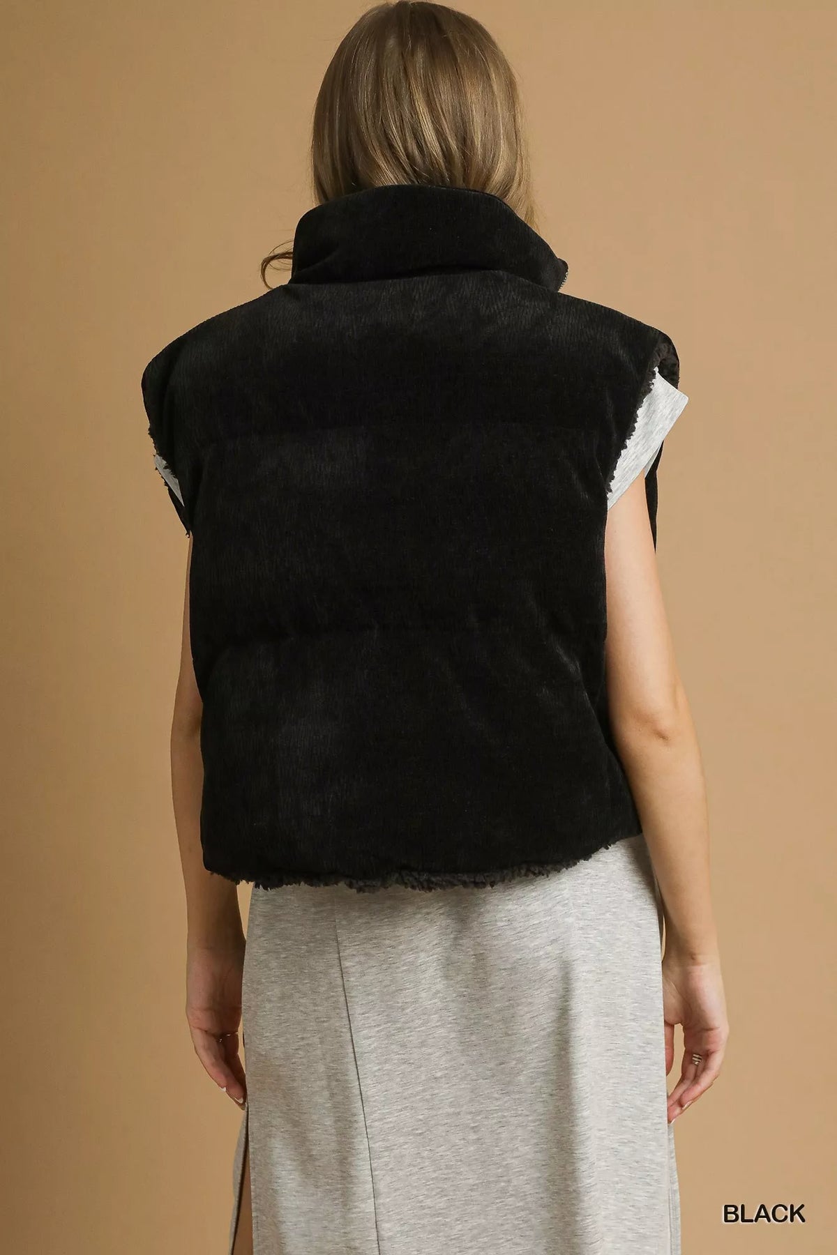 Umgee Sherpa-Lined Zip Vest with Drawstring Hem - Lilixa.store