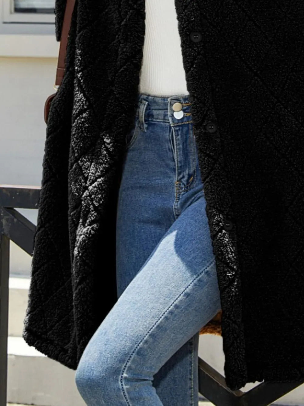 Texture Button Up Dropped Shoulder Coat - Lilixa.store