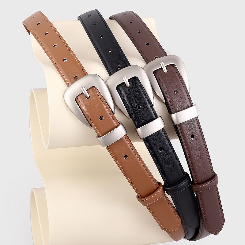 Buckle Skinny Leather Belt - Lilixa.store