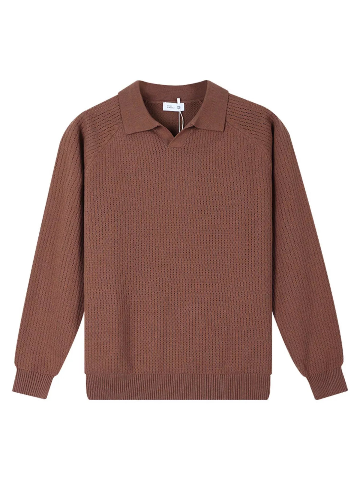 Men's Plus Size Textured Polo Collar Knit Top