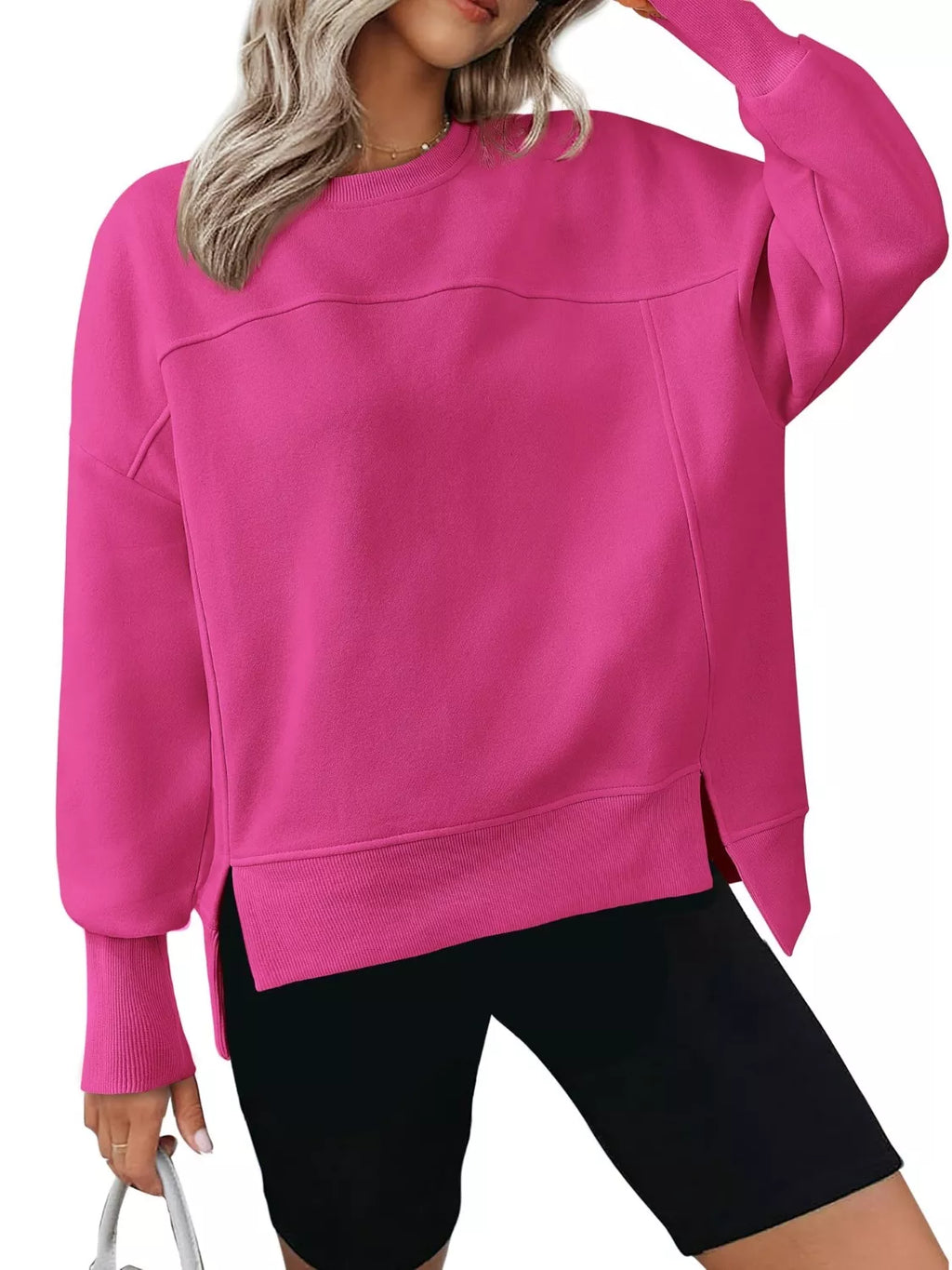 Casual Loose Side Slit Sweatshirt - Lilixa.store