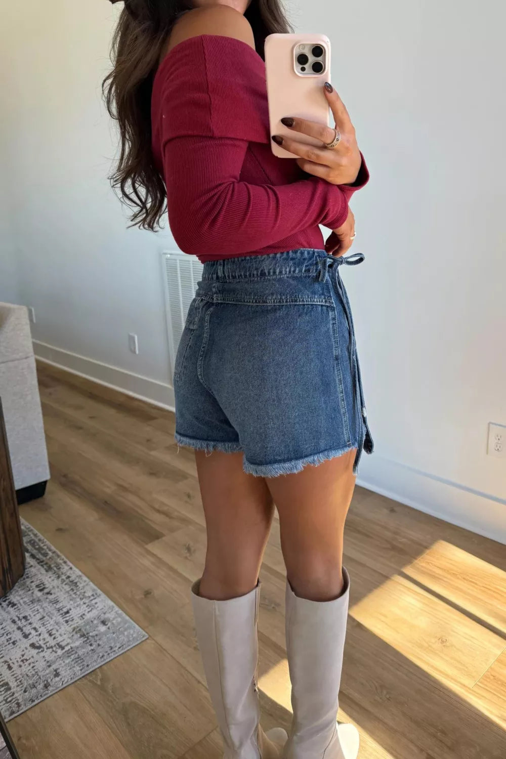 Wrapped Tied Waist Denim Skort - Lilixa.store
