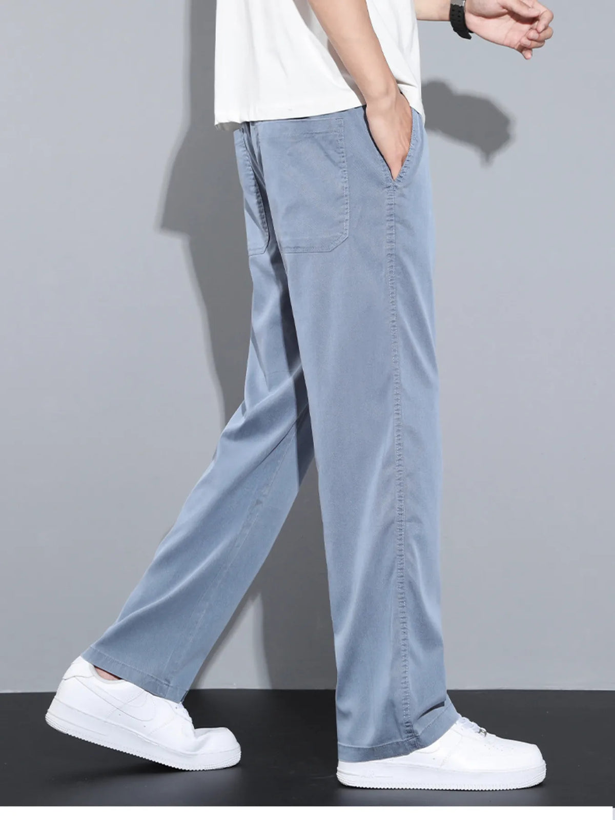 Men's Plus Size Casual Wide Leg Drawstring Pants, view 5