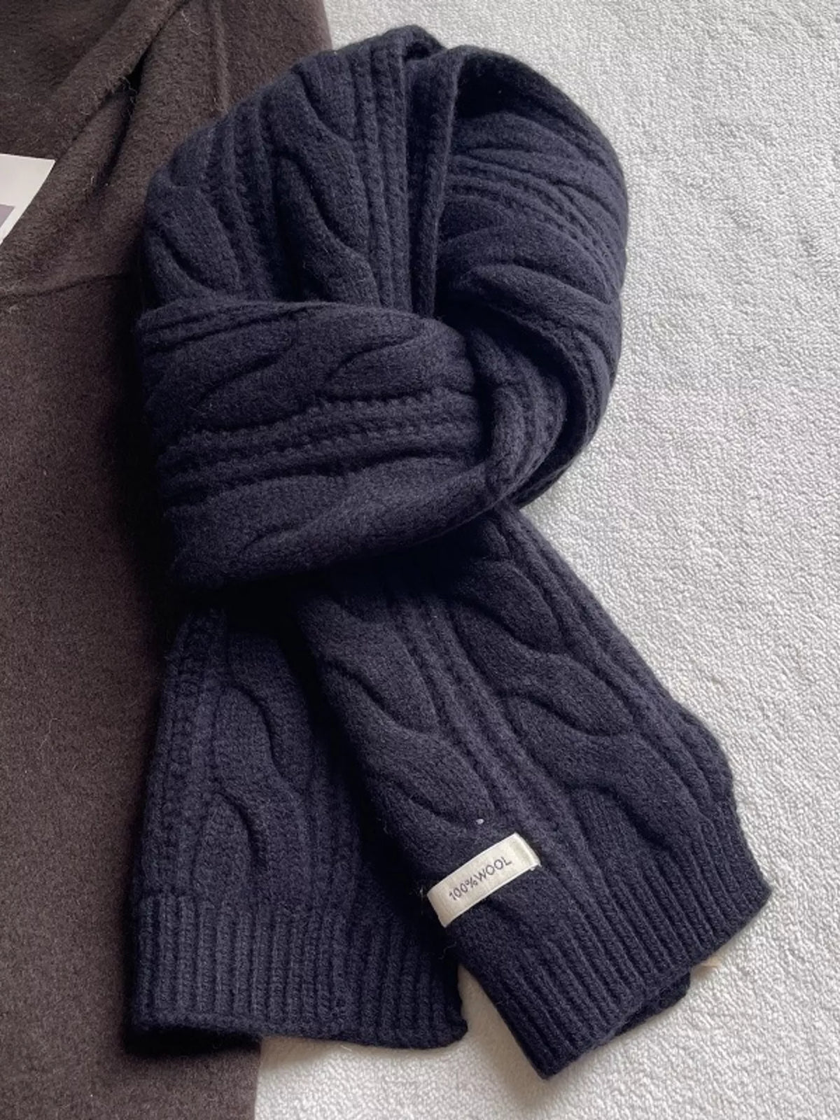 Wool Cable Knit Winter Scarf - Lilixa.store