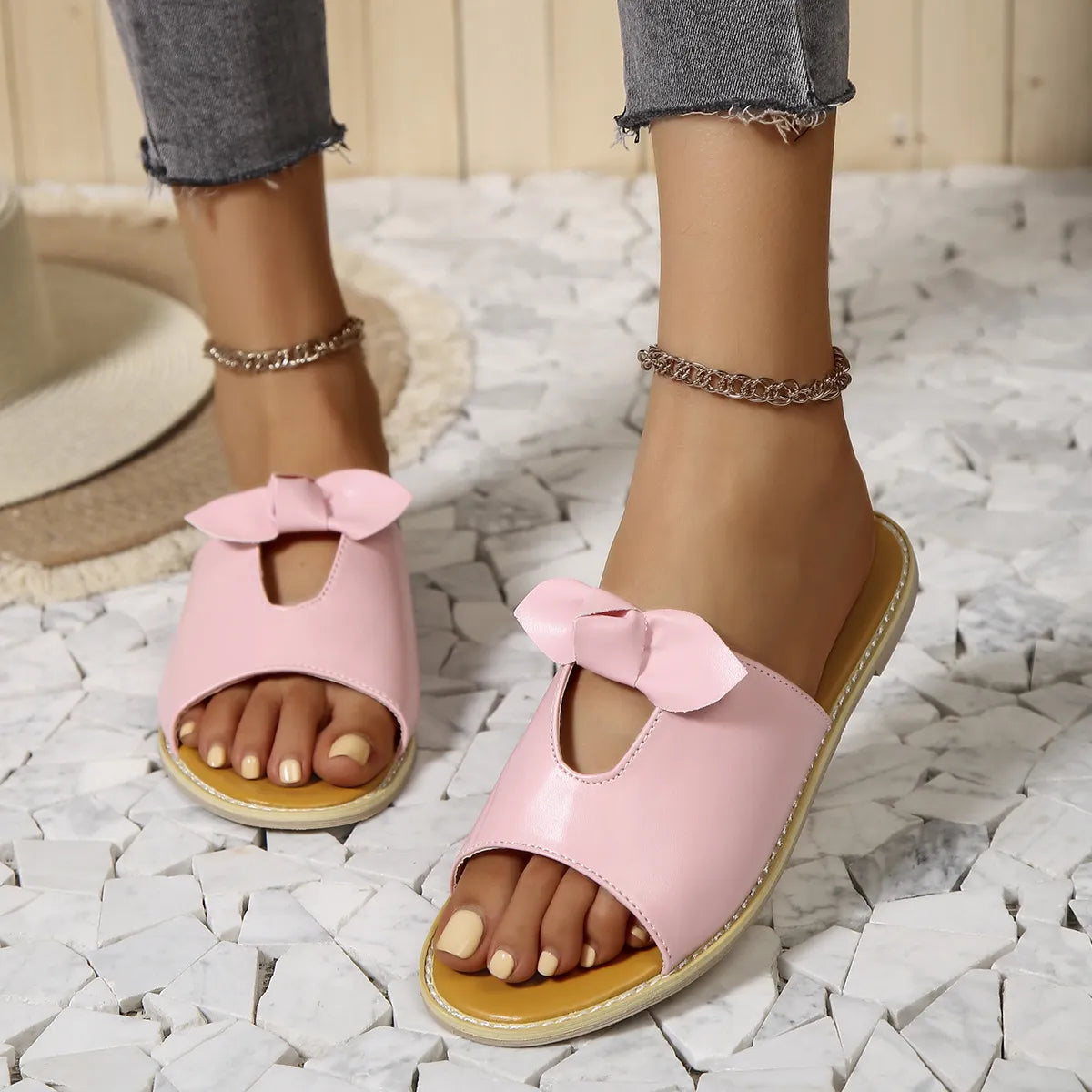 Casual Open Toe Cutout Detail Sandals in Pink
