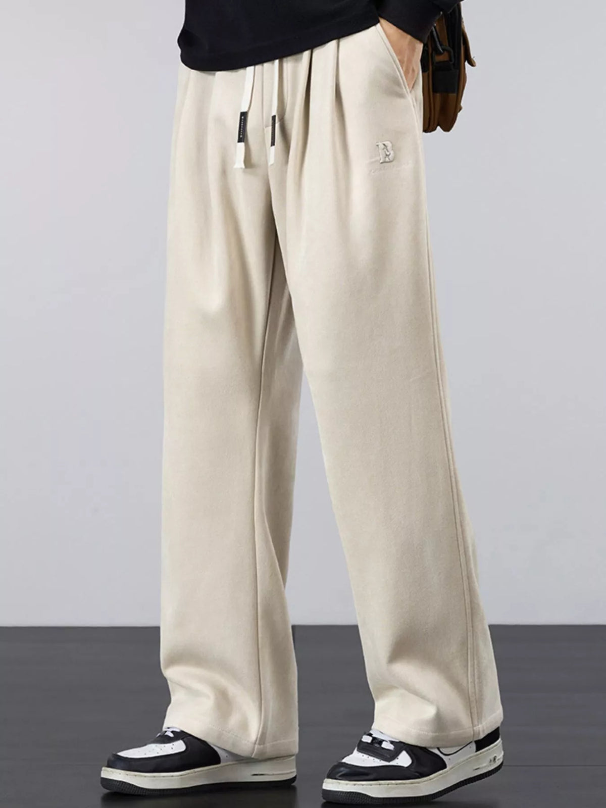 Men's Plus Size Casual Loose-Fit Drawstring Pants in Khaki