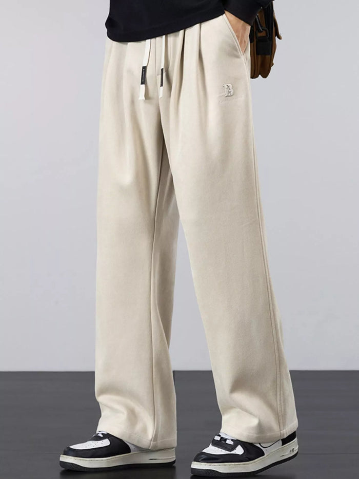 Men's Plus Size Casual Loose-Fit Drawstring Pants in Khaki
