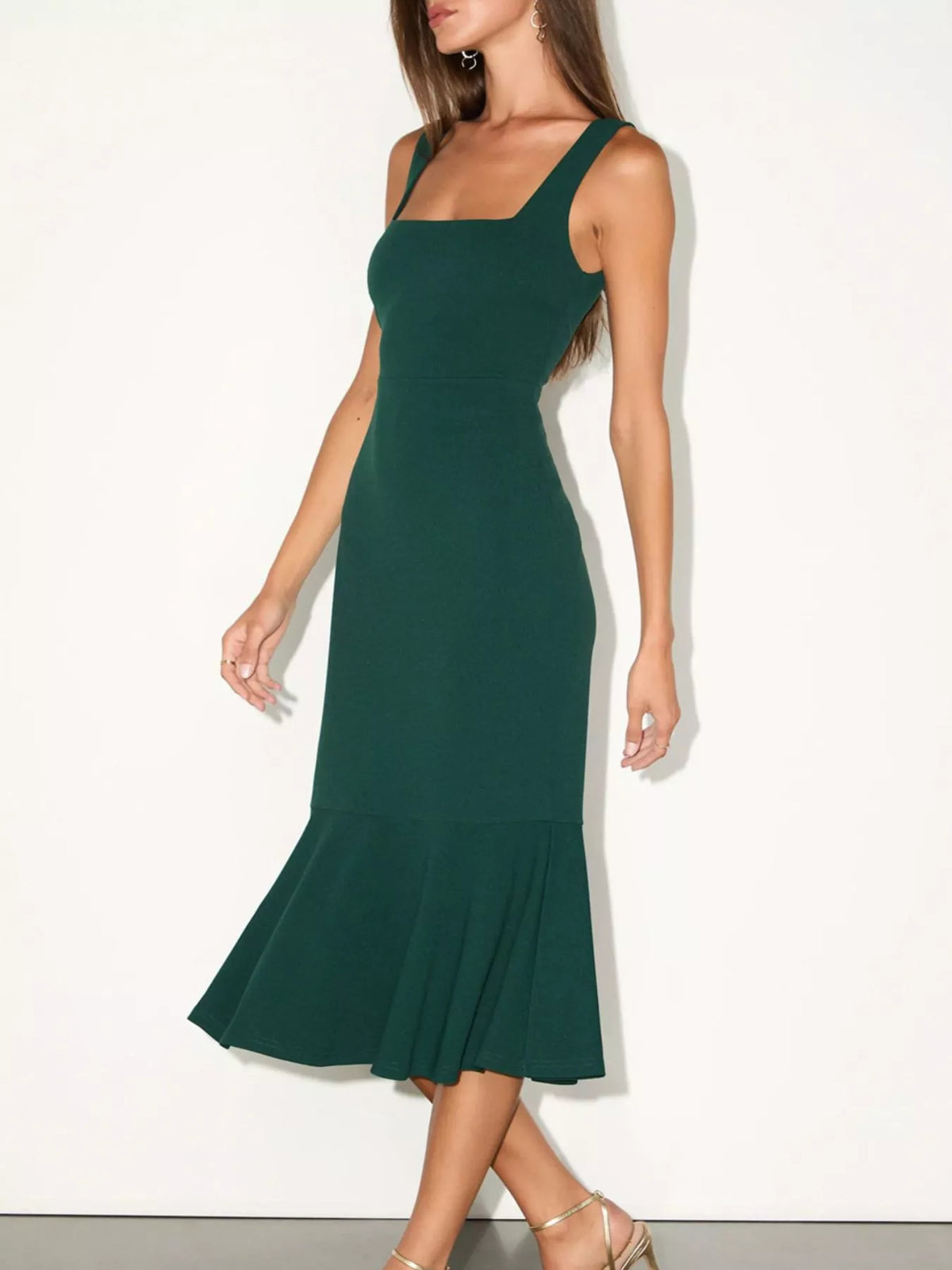 Sleeveless Square Neck Mermaid Midi Dress, view 6