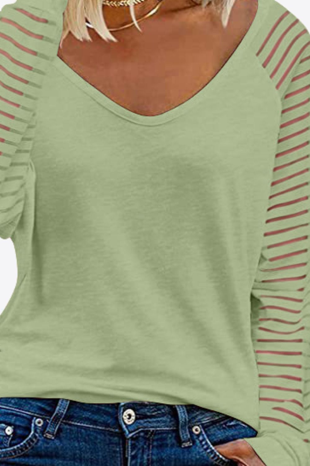 V-Neck Long Raglan Sleeve Top - Lilixa.store