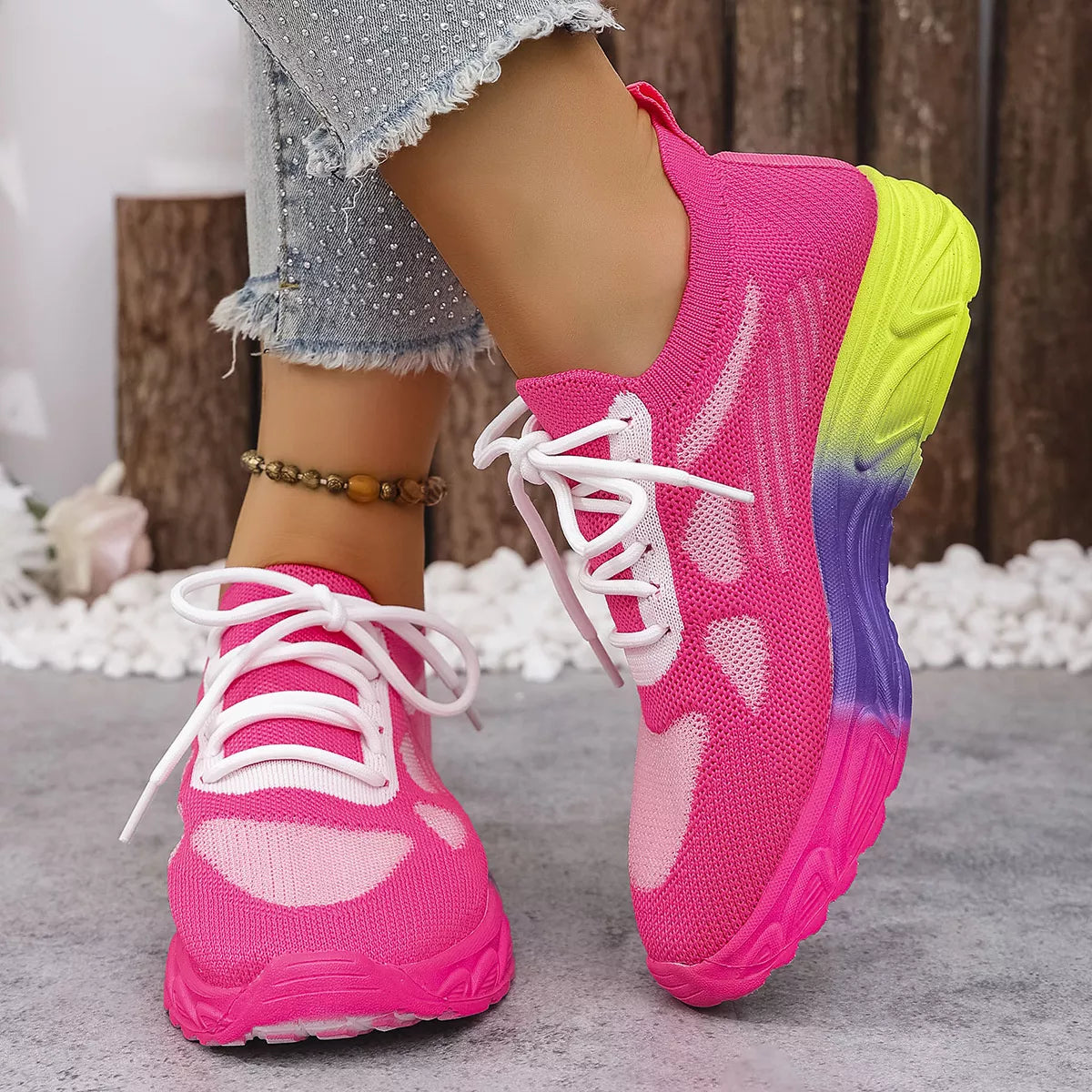 Lace Up Round Toe Sneakers - Lilixa.store