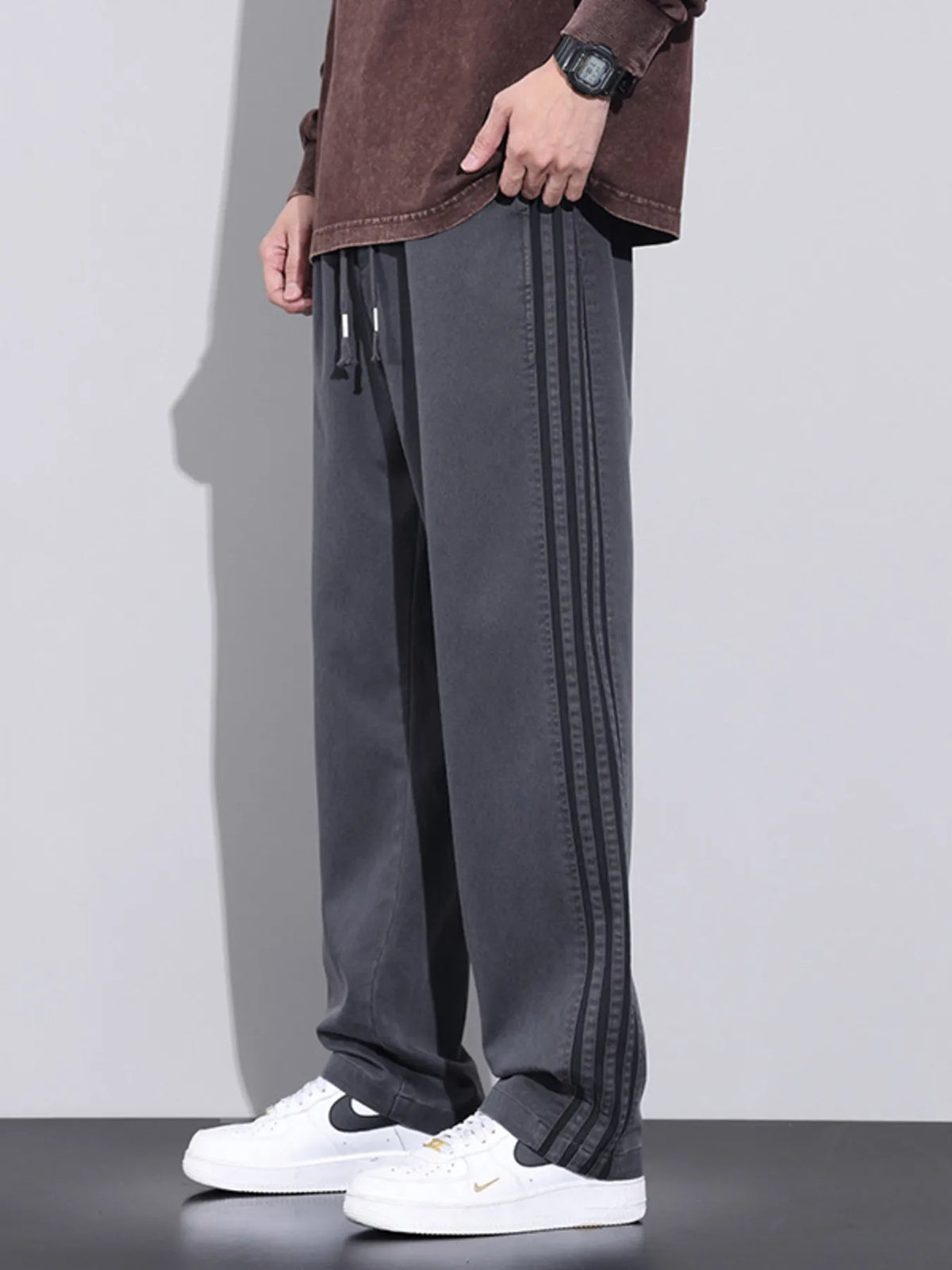 Men's Plus Size Casual Loose Fit Stripes Pants