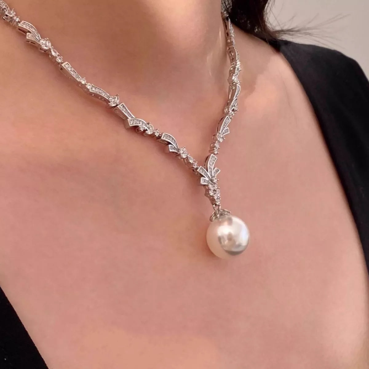 Zircon Pearl Pendant Necklace - Lilixa.store