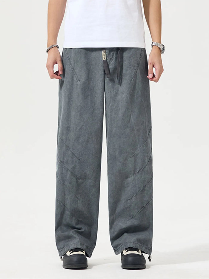 Men's Full Size Wide Leg Pants Plus Size in Black Gray