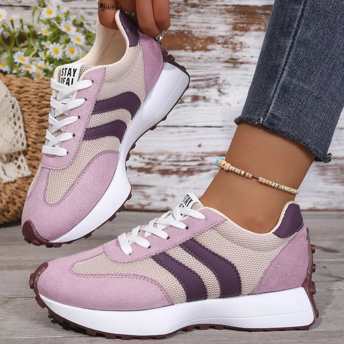 Lace Up Round Toe Sneakers - Lilixa.store