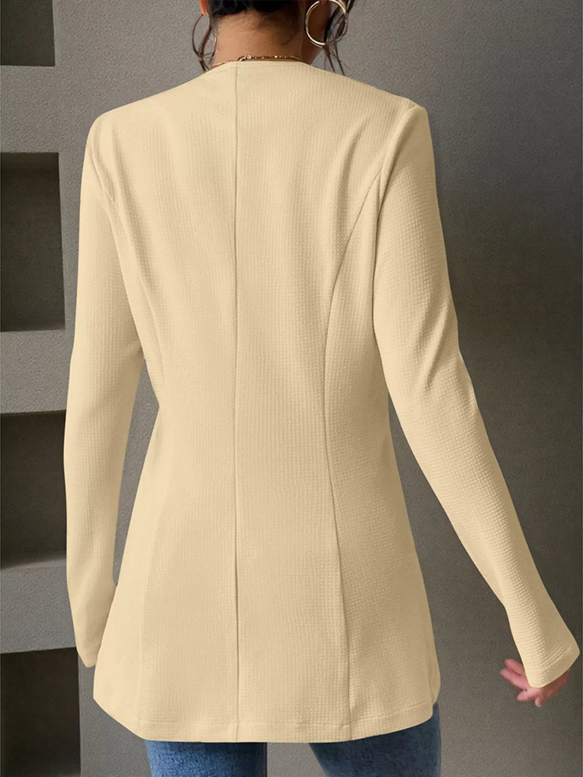 One Button Long Sleeve Blazer - Lilixa.store