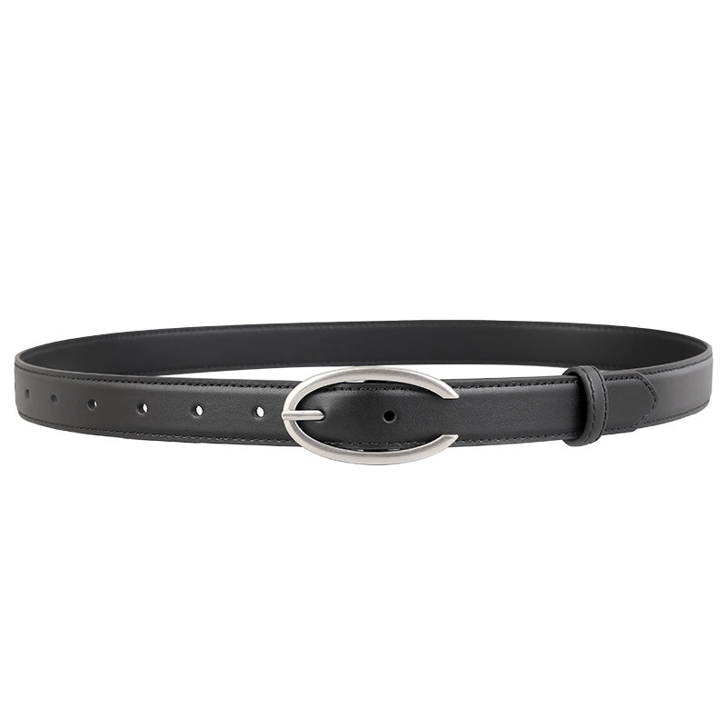 Oval Buckle Leather Belt - Lilixa.store