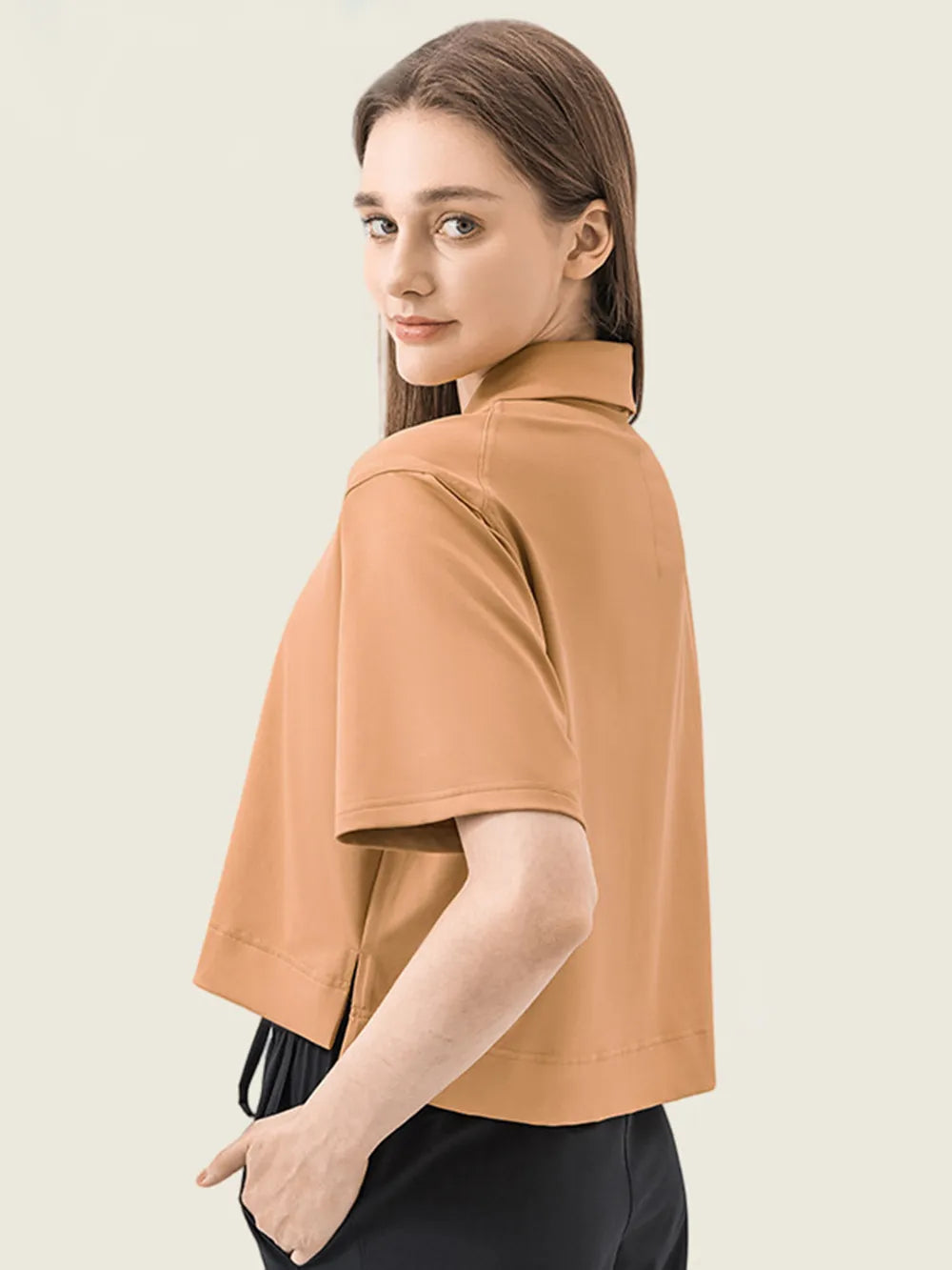 Millennia Half Button Short Sleeve Active T-Shirt - Lilixa.store
