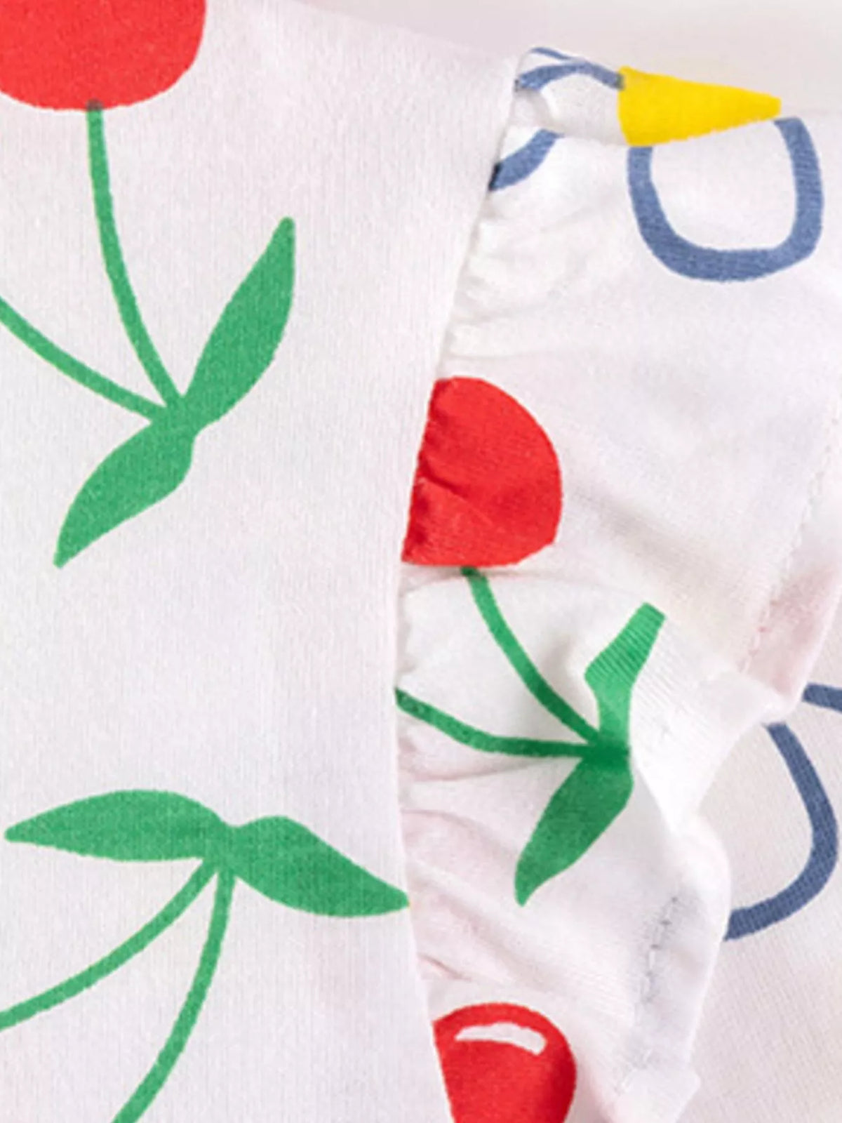Children's Cherry & Flower Print Ruffled Long Sleeve T-Shirt - Lilixa.store
