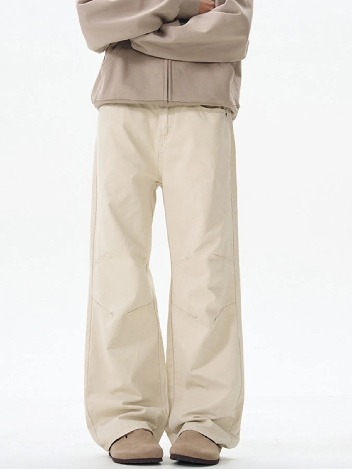 Men's Wide Leg Casual Pants in Creamy-white