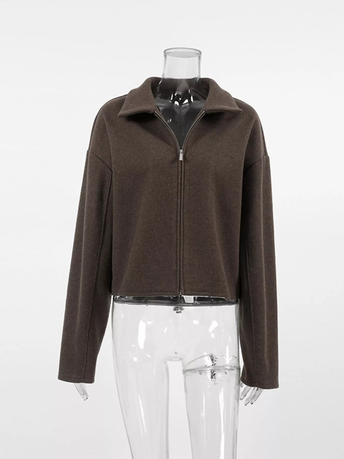 Zip Up Dropped Shoulder Jacket