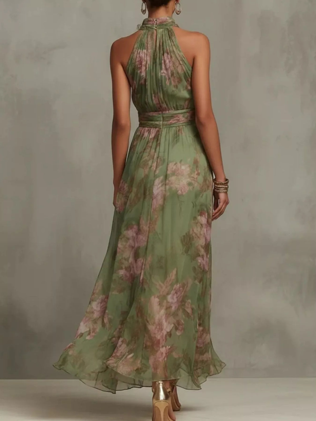 Floral Print Sleeveless Maxi Dress