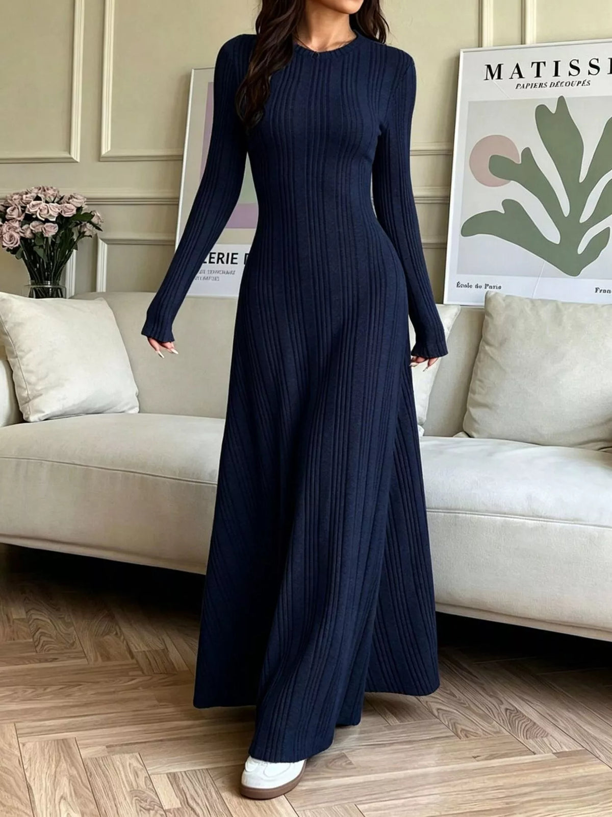 Long Sleeve Ribbed Knit Dress - Lilixa.store
