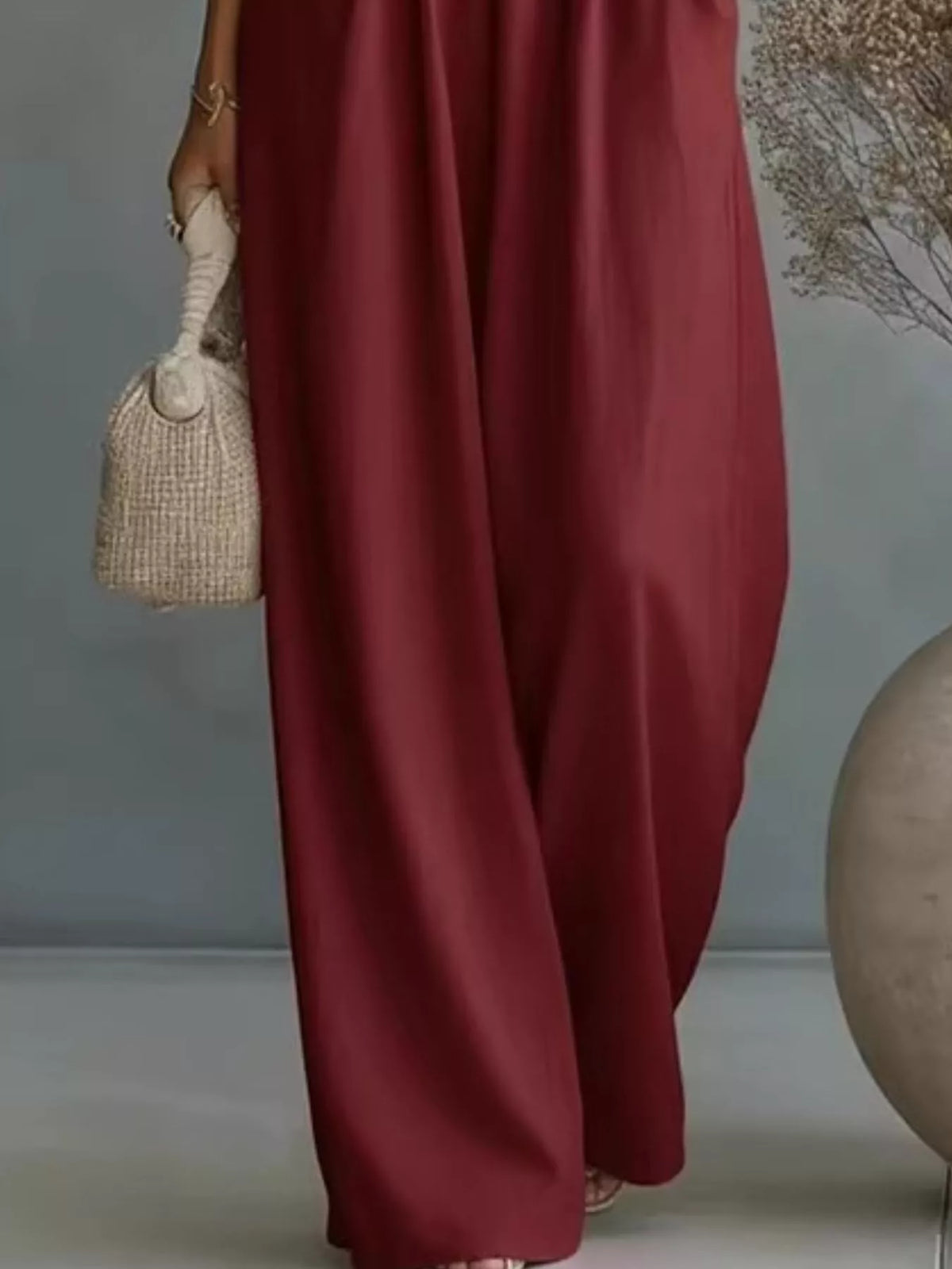 Full Size Half Sleeve Wide-Leg Jumpsuit Plus Size - Lilixa.store