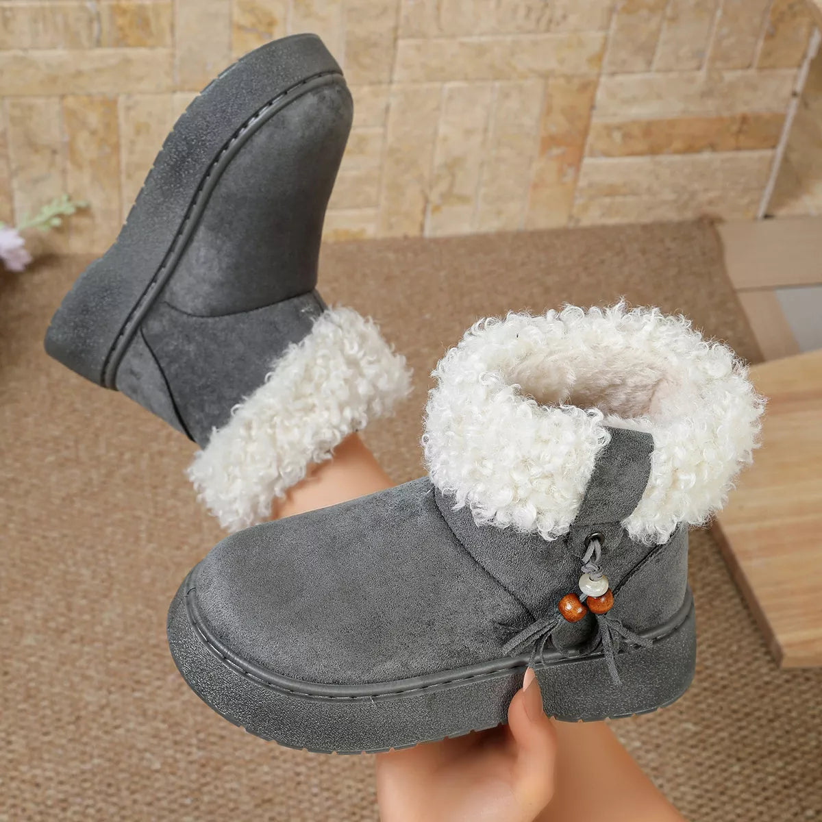 Round Toe Faux Fur Lined Boots - Lilixa.store