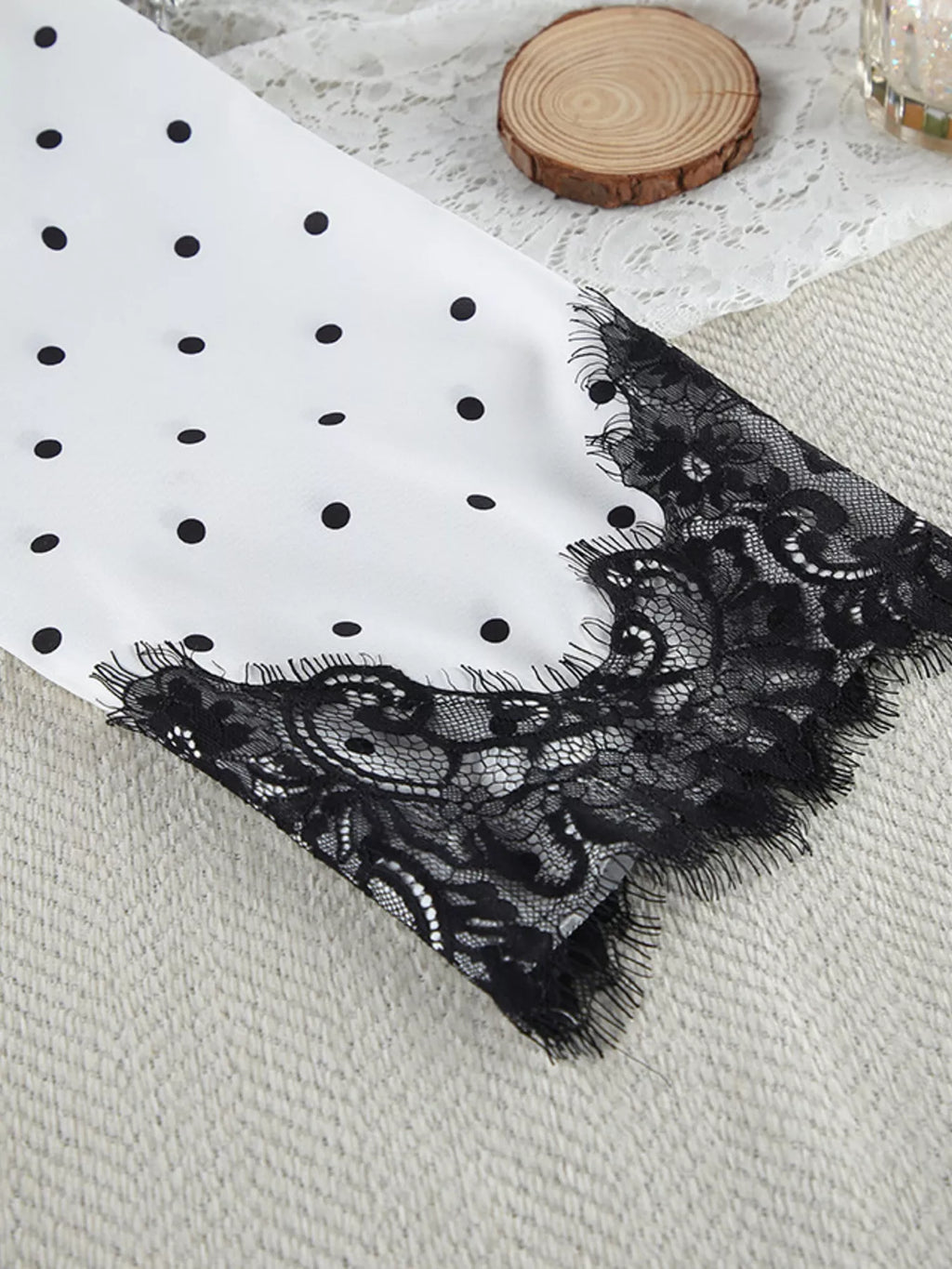 Polka Dot Lace Trim Cami & Cardigan and Shorts Set - Lilixa.store