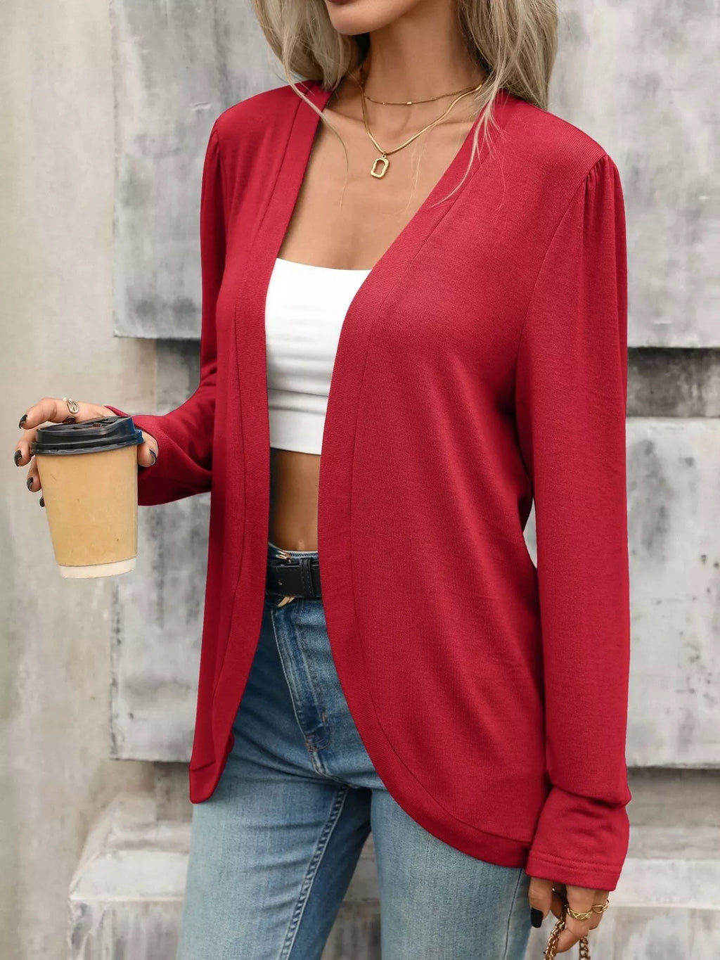 Open Front Long Sleeve Cardigan - Lilixa.store