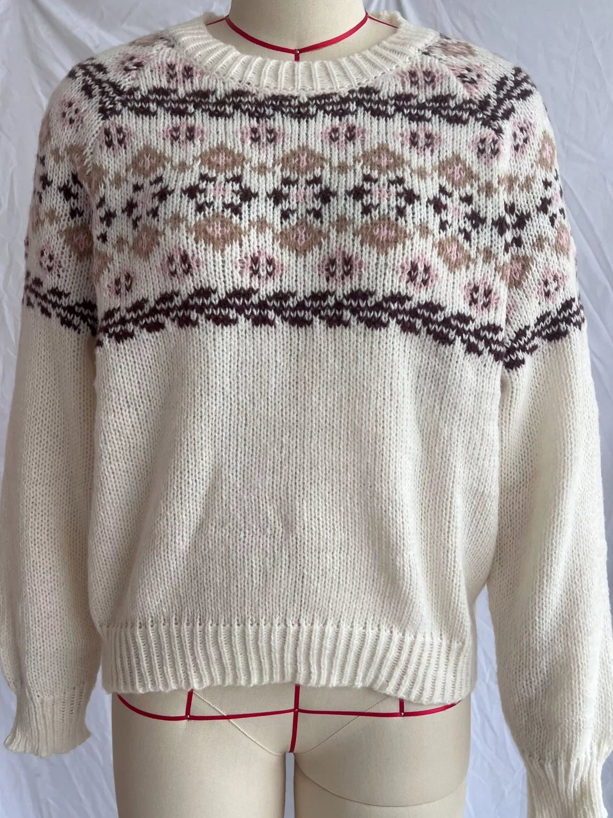 Fair Isle Patterned Round Neck Sweater, view 8