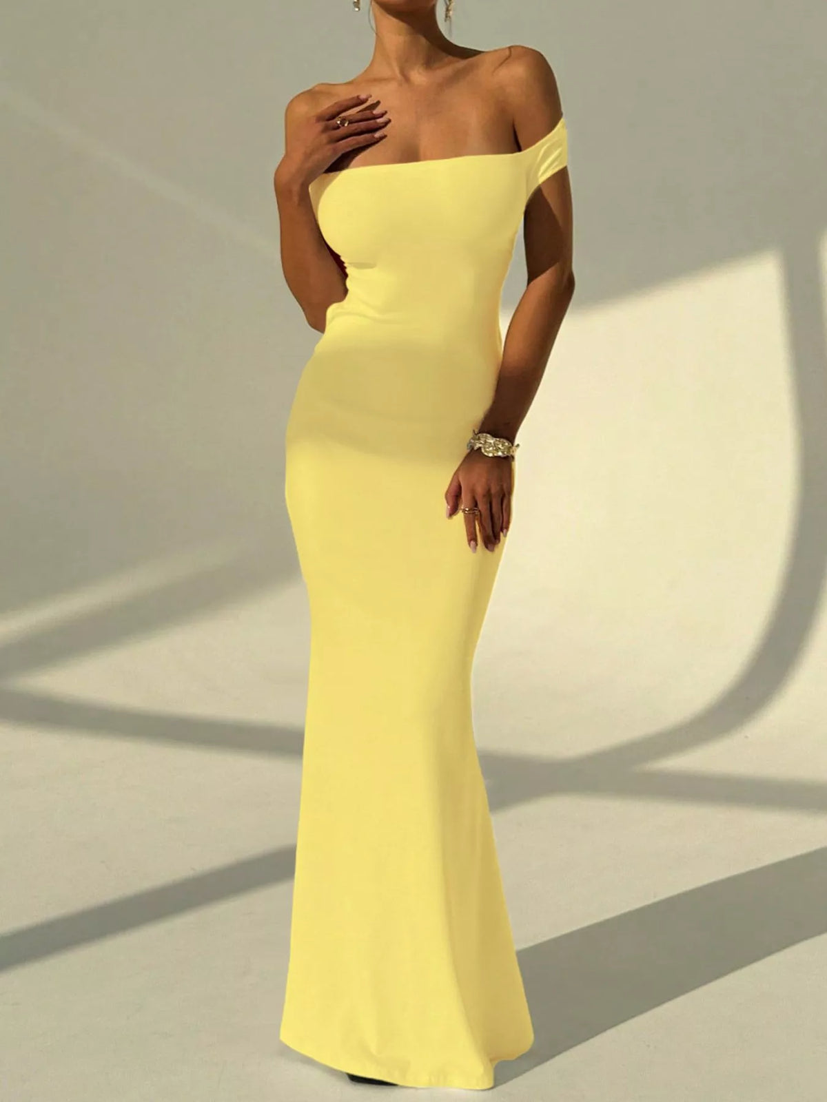 Backless Off-Shoulder Bodycon Mermaid Maxi Dress - Lilixa.store