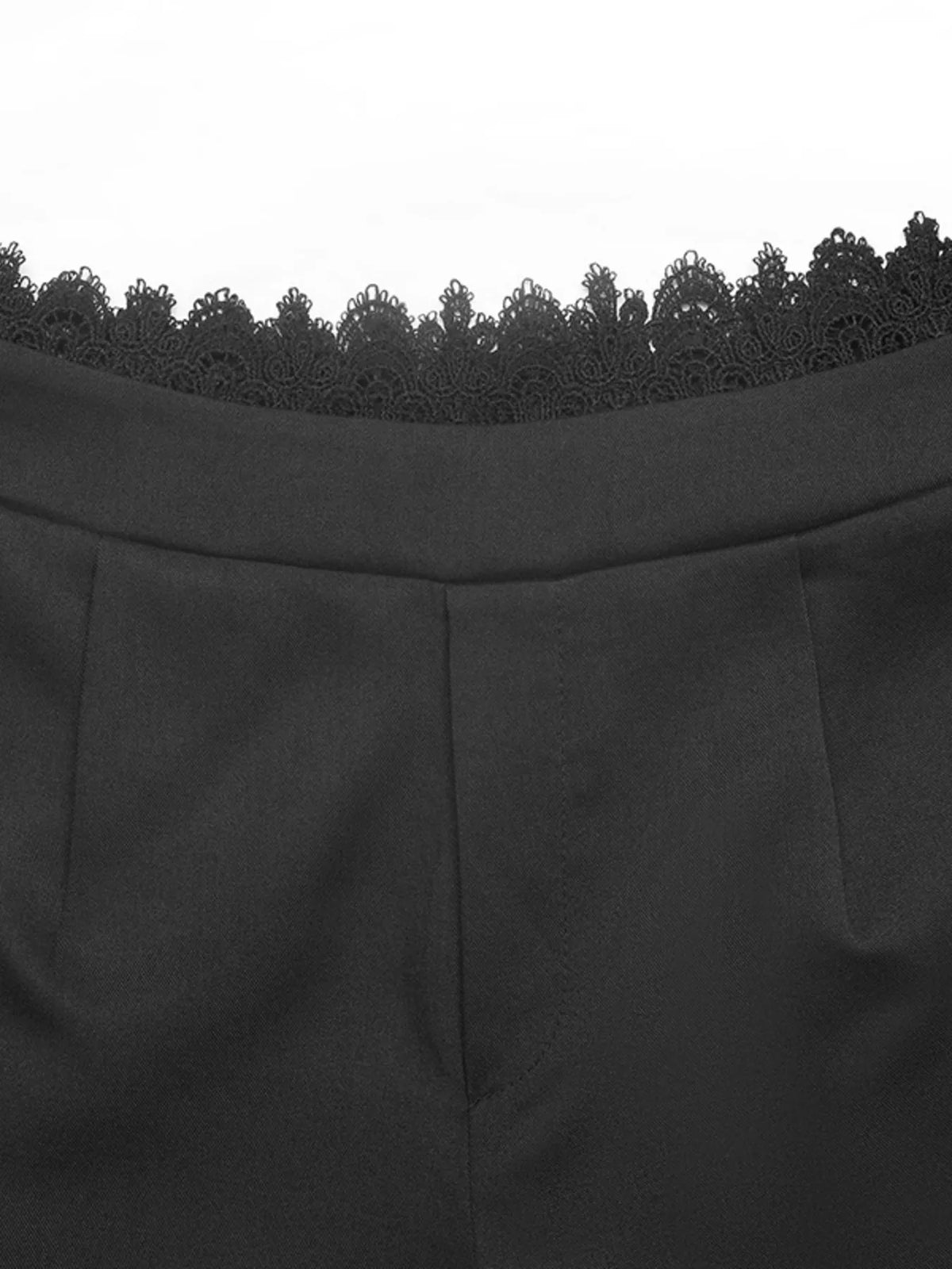 High-Waisted Wide-Leg Lace-Trimmed Pants