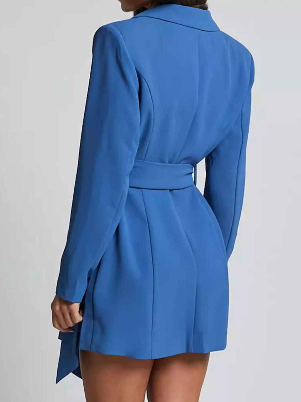Lapel Collar Tie Waist Blazer - Lilixa.store