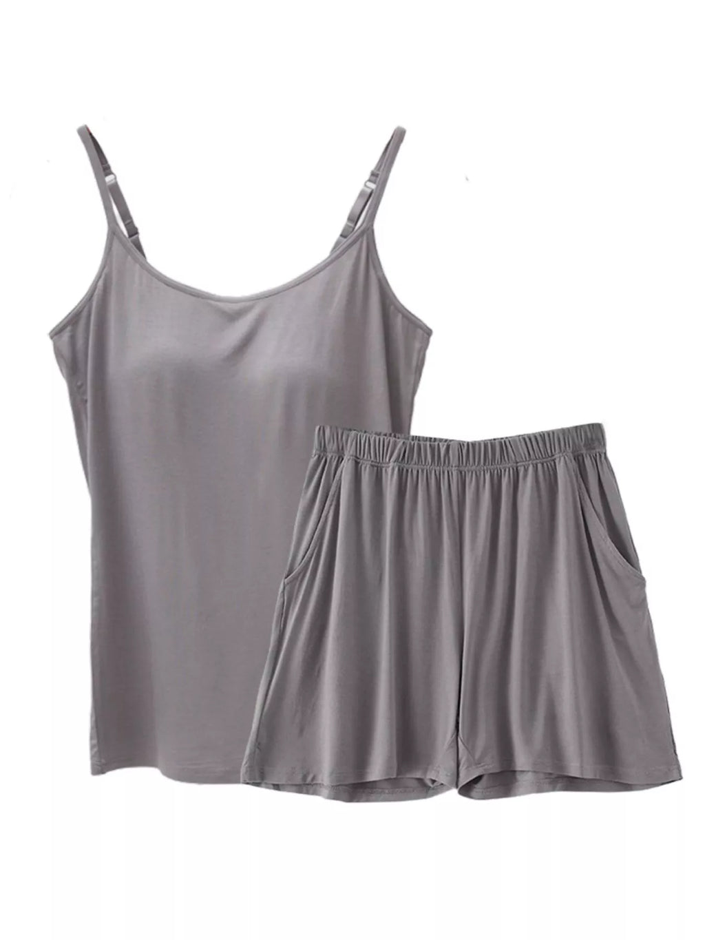 Plus Size Modal Adjustable Strap Padded Cami and Shorts Set - Lilixa.store