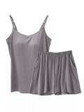 Plus Size Modal Adjustable Strap Padded Cami and Shorts Set - Lilixa.store