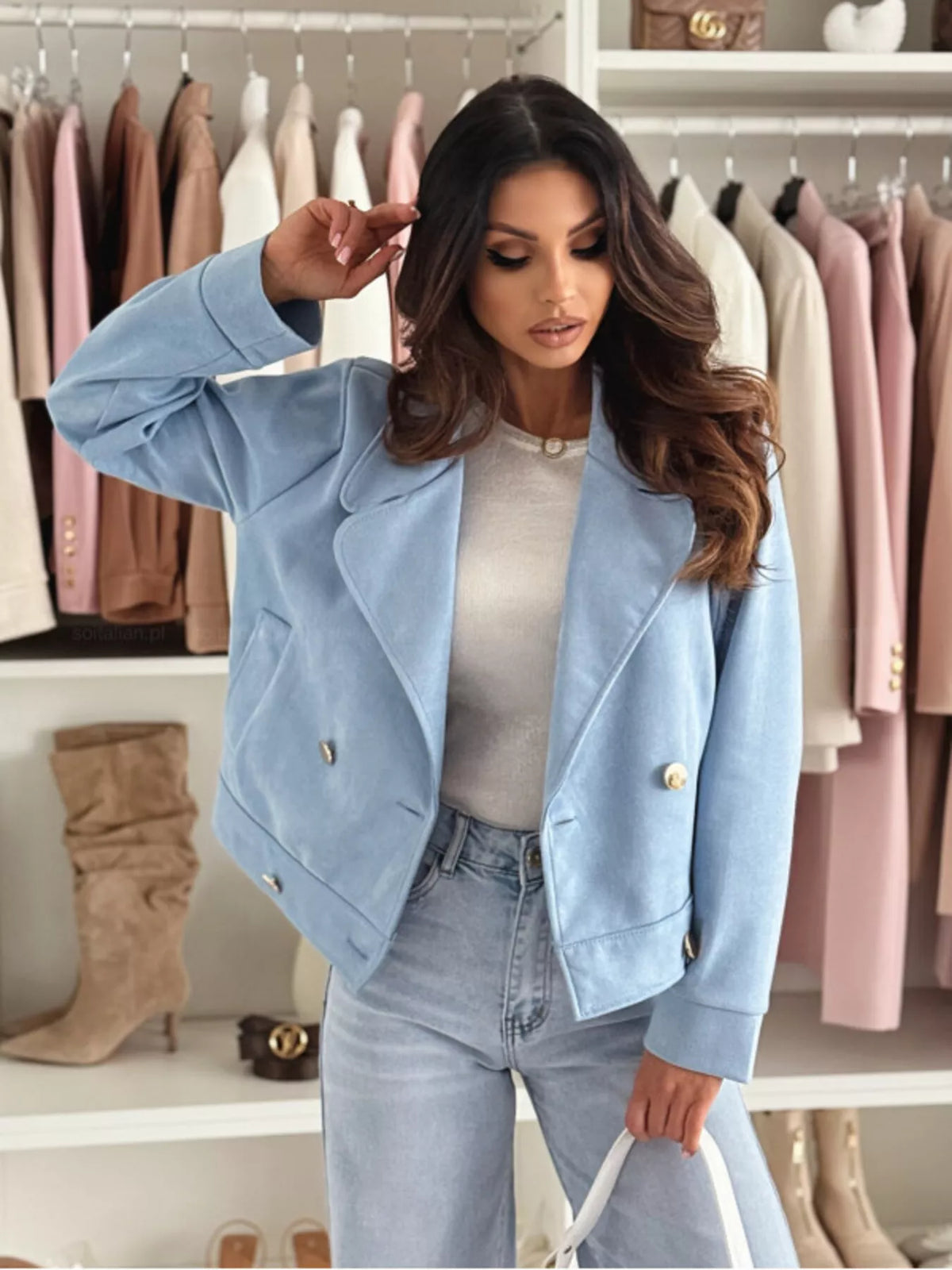 Double-Breasted Lapel Collar Jacket, view 5