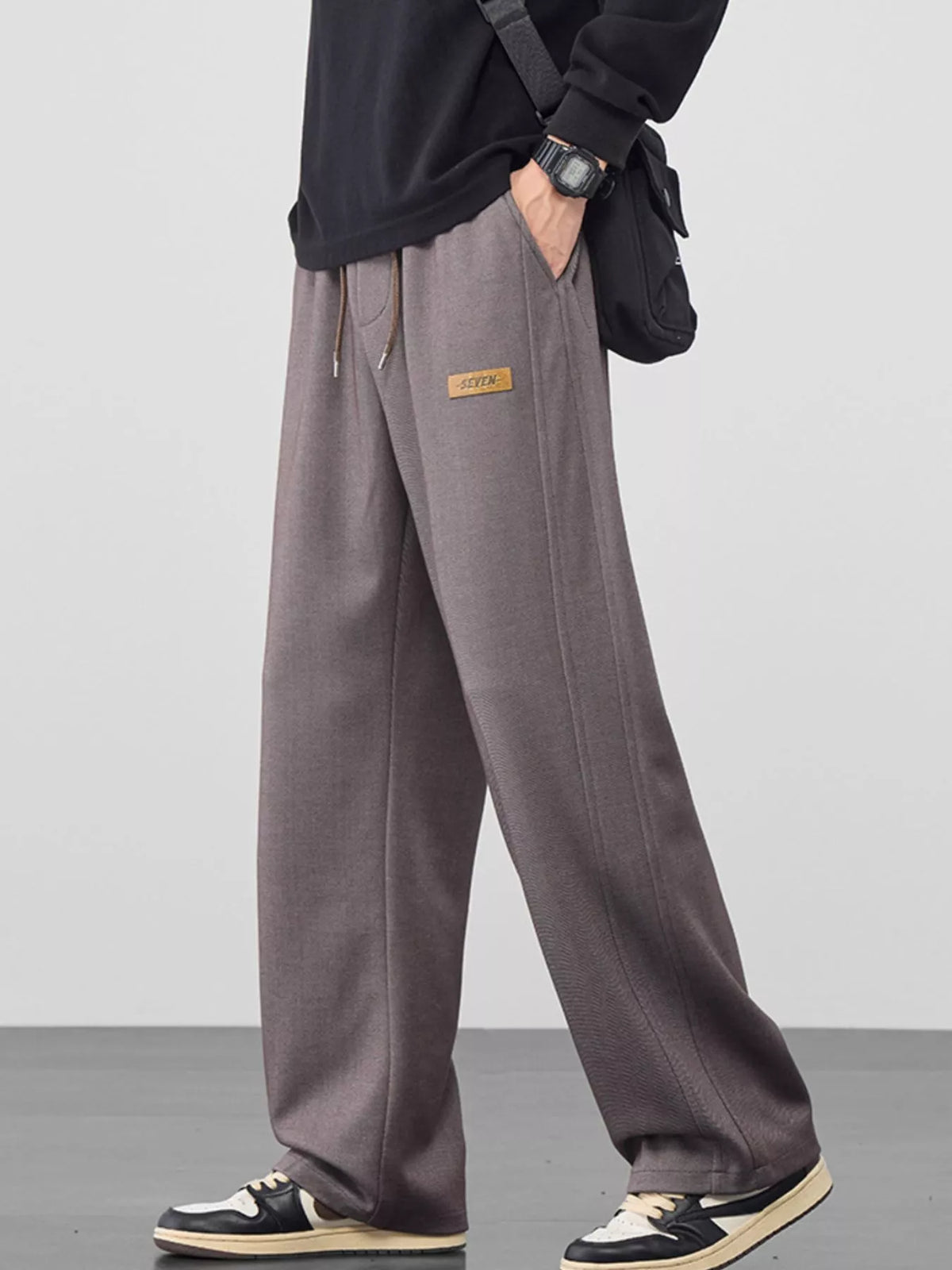 Men's Plus Size Casual Loose Fit Drawstring Pants in Purple