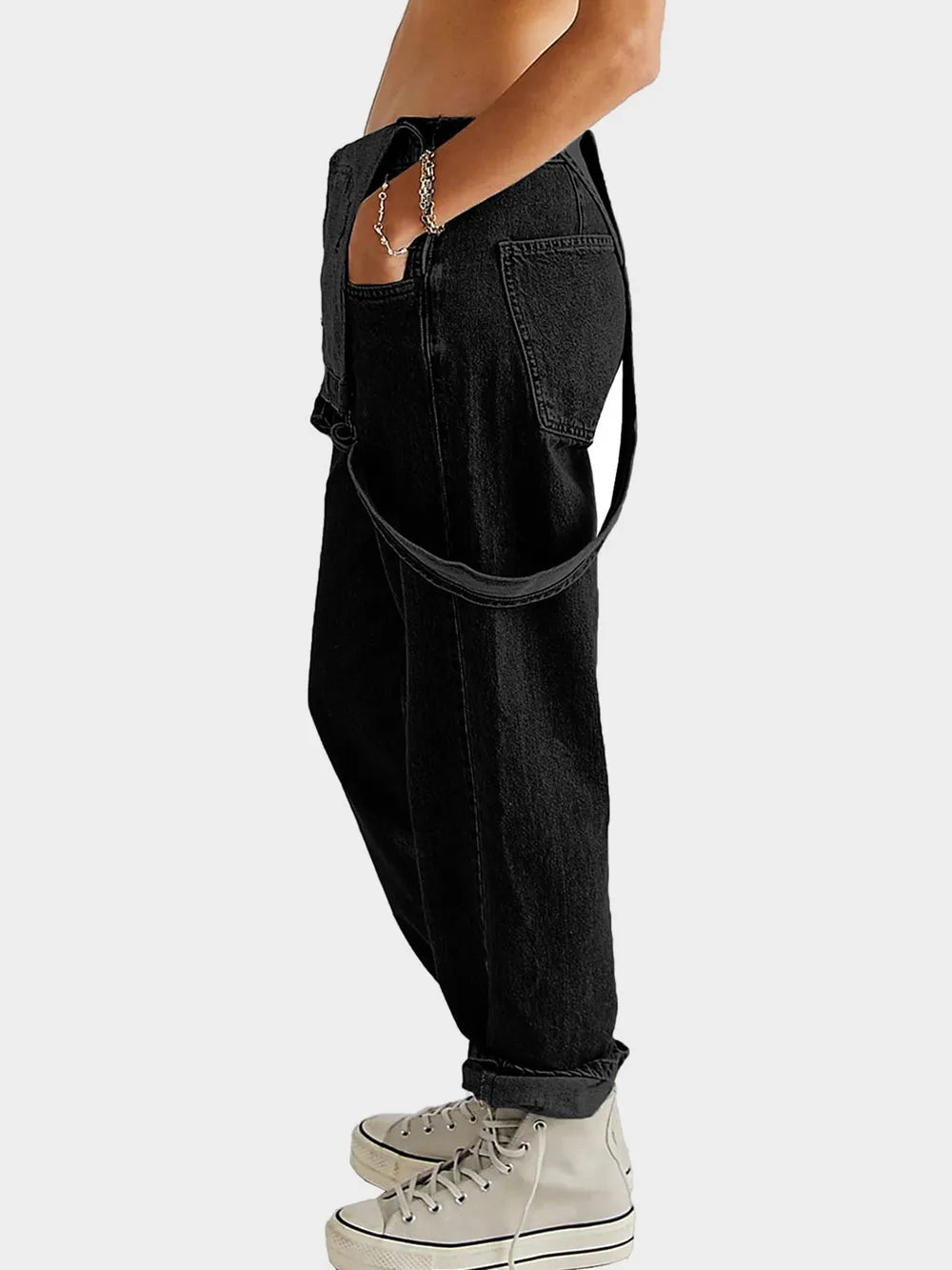 Square Neck Wide Strap Denim Overalls - Lilixa.store