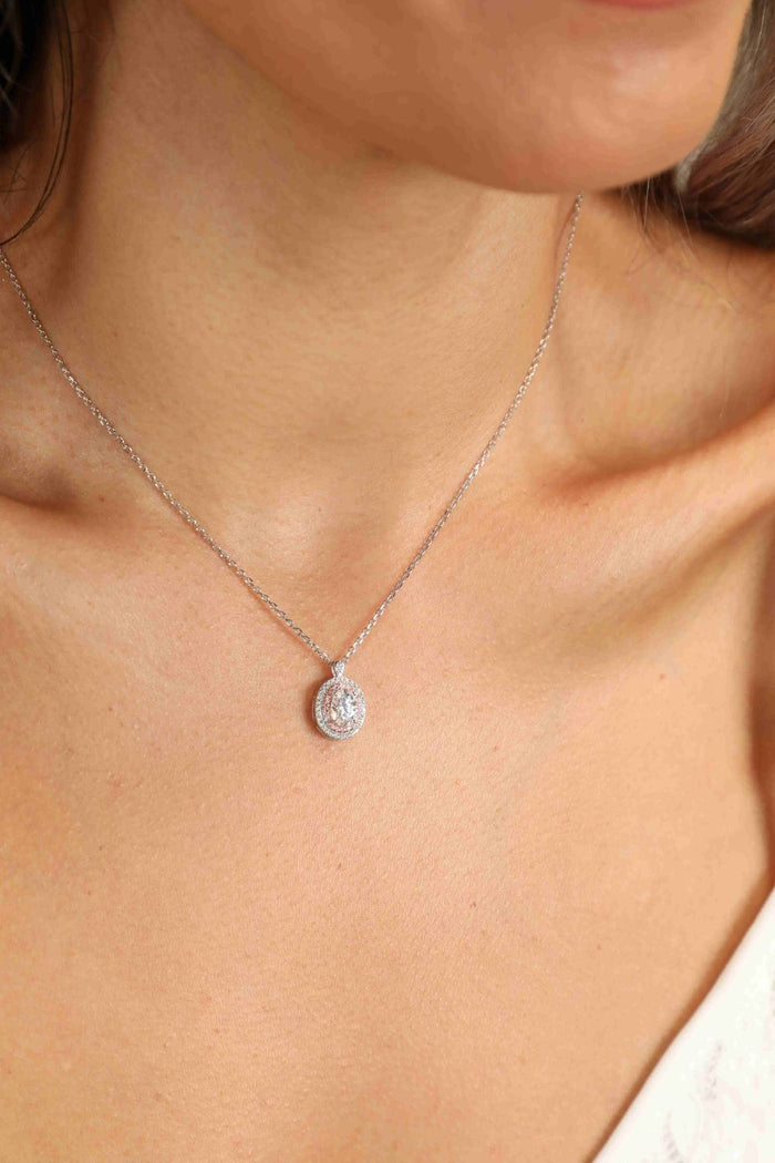 Adored 925 Sterling Silver Rhodium-Plated 1 Carat Moissanite Pendant Necklace - Lilixa.store