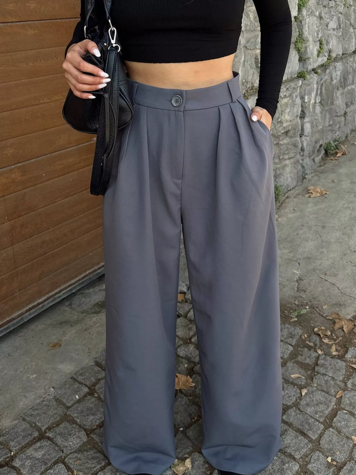 High-Waisted Pleated Wide-Leg Pants