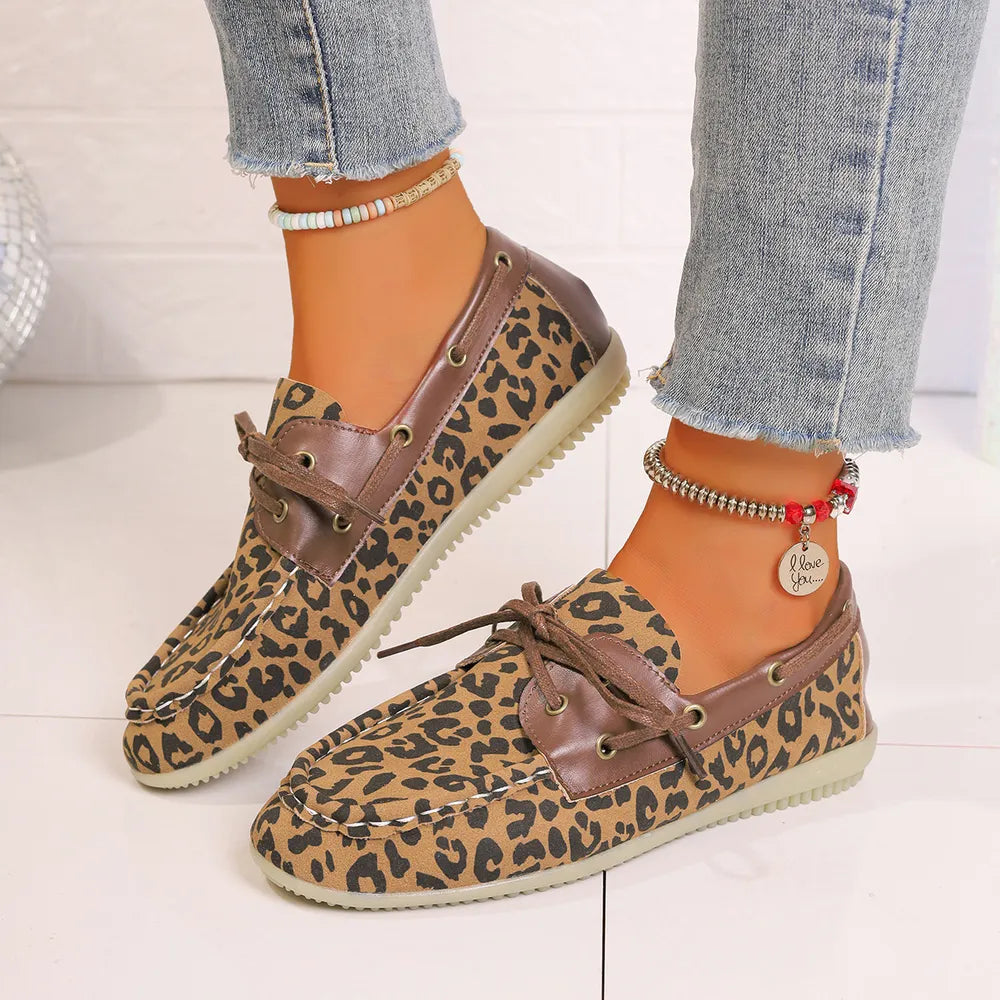 Lace Up Leopard Slip-Ons, view 4