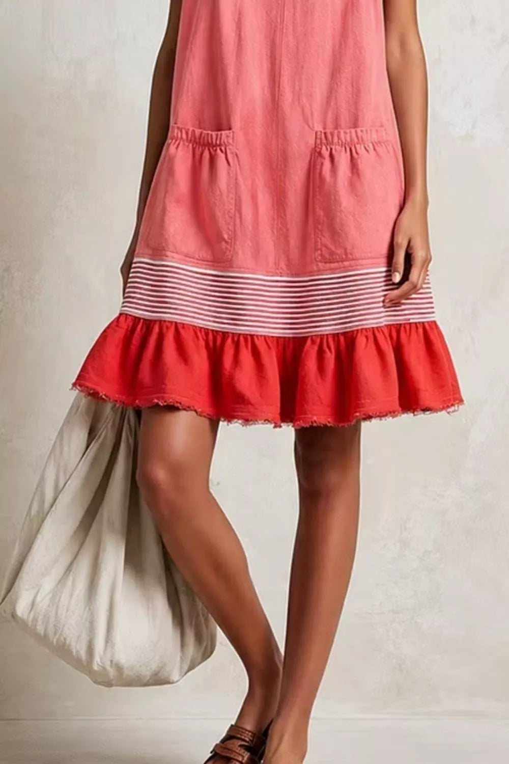 Full Size Ruffled Hem Sleeveless Mini Dress Plus Size - Lilixa.store