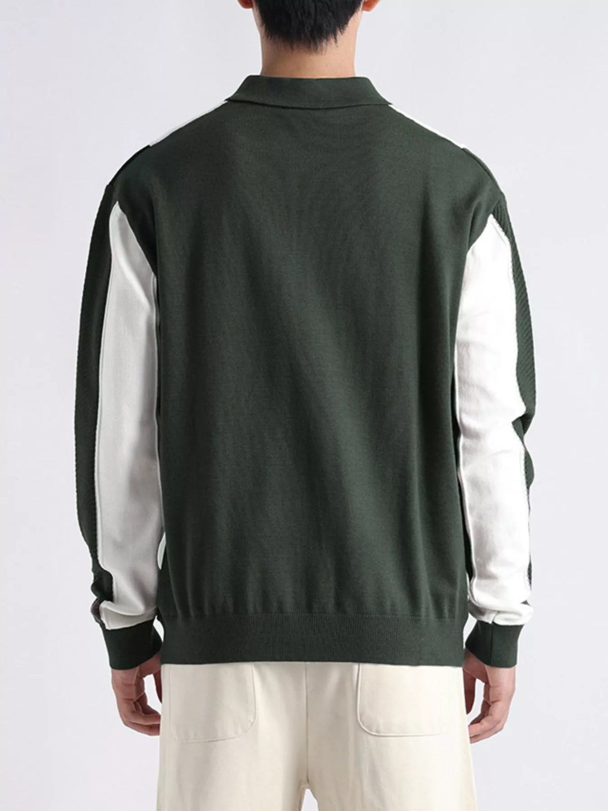 Men's Plus Size Color-Block Striped Polo Collar Knit Top - Lilixa.store
