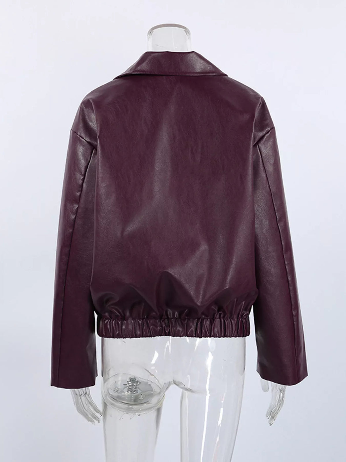 Faux Leather Zip Up Jacket - Lilixa.store