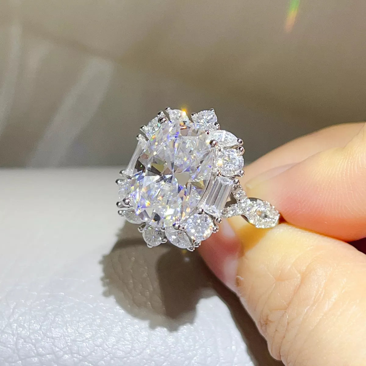8 Karat 925 Sterling Silber Moissanit Ring