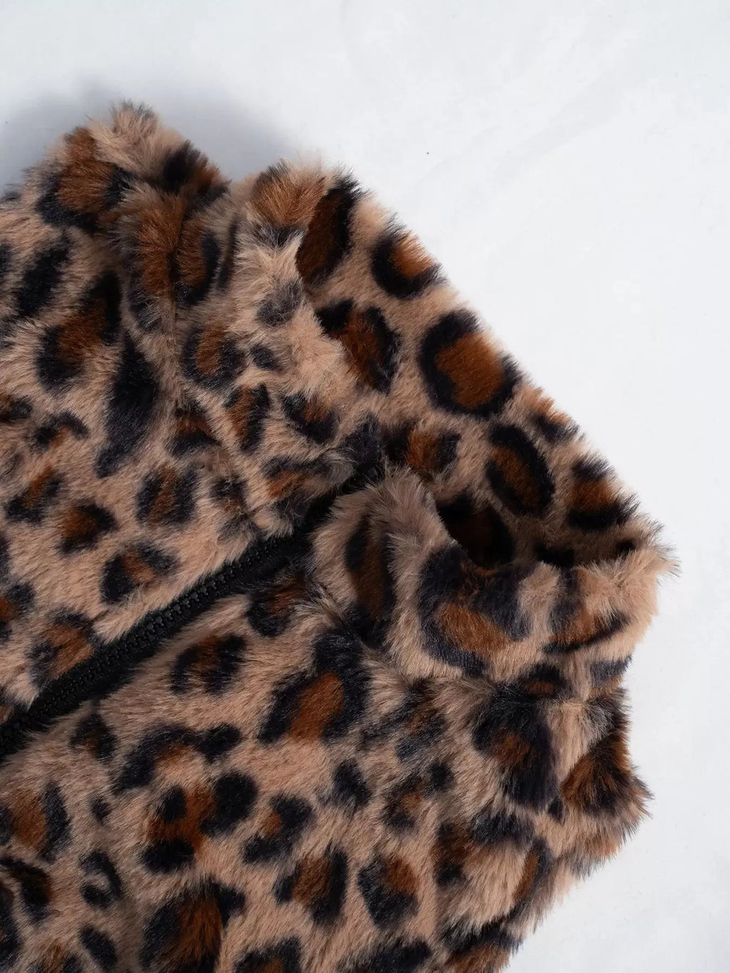 Leopard Zip Up Faux Fur Cropped Vest Coat - Lilixa.store